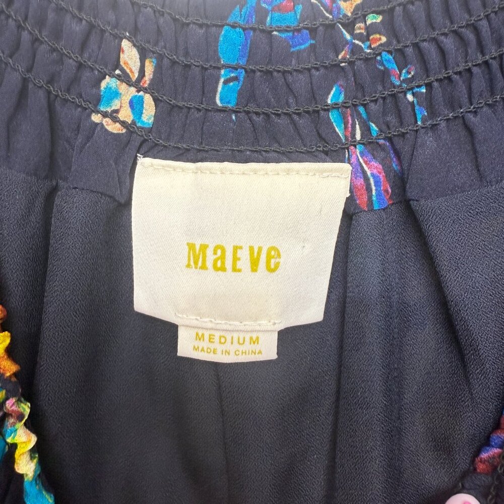 Anthropologie Maeve Tallie Open-Shoulder 100 % Silk Top Blouse Women's size M - Picture 7 of 8